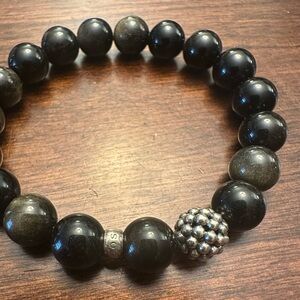 Lagos Onyx Silver Station Bead Bracelet